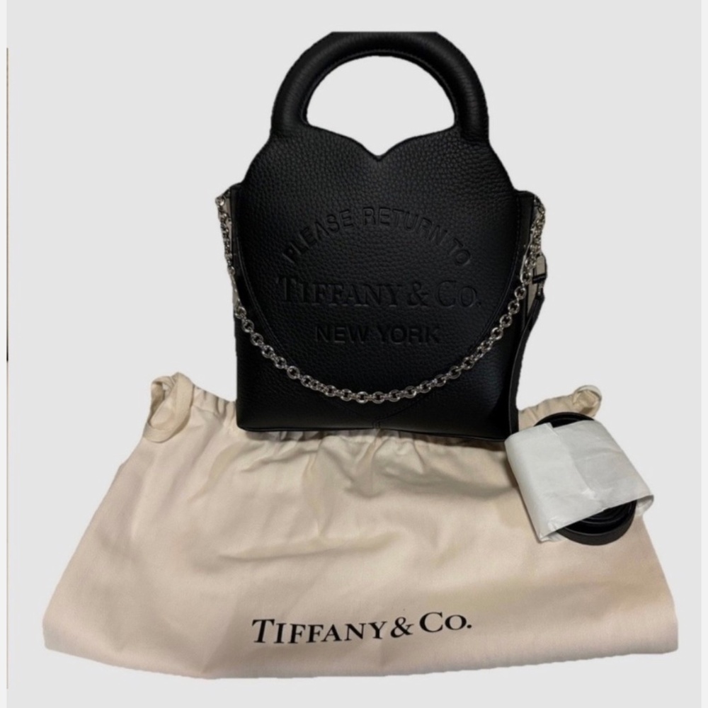 NEW Authentic Tiffany &Co. Return To Tiffany Grained Leather Tote Black Bag